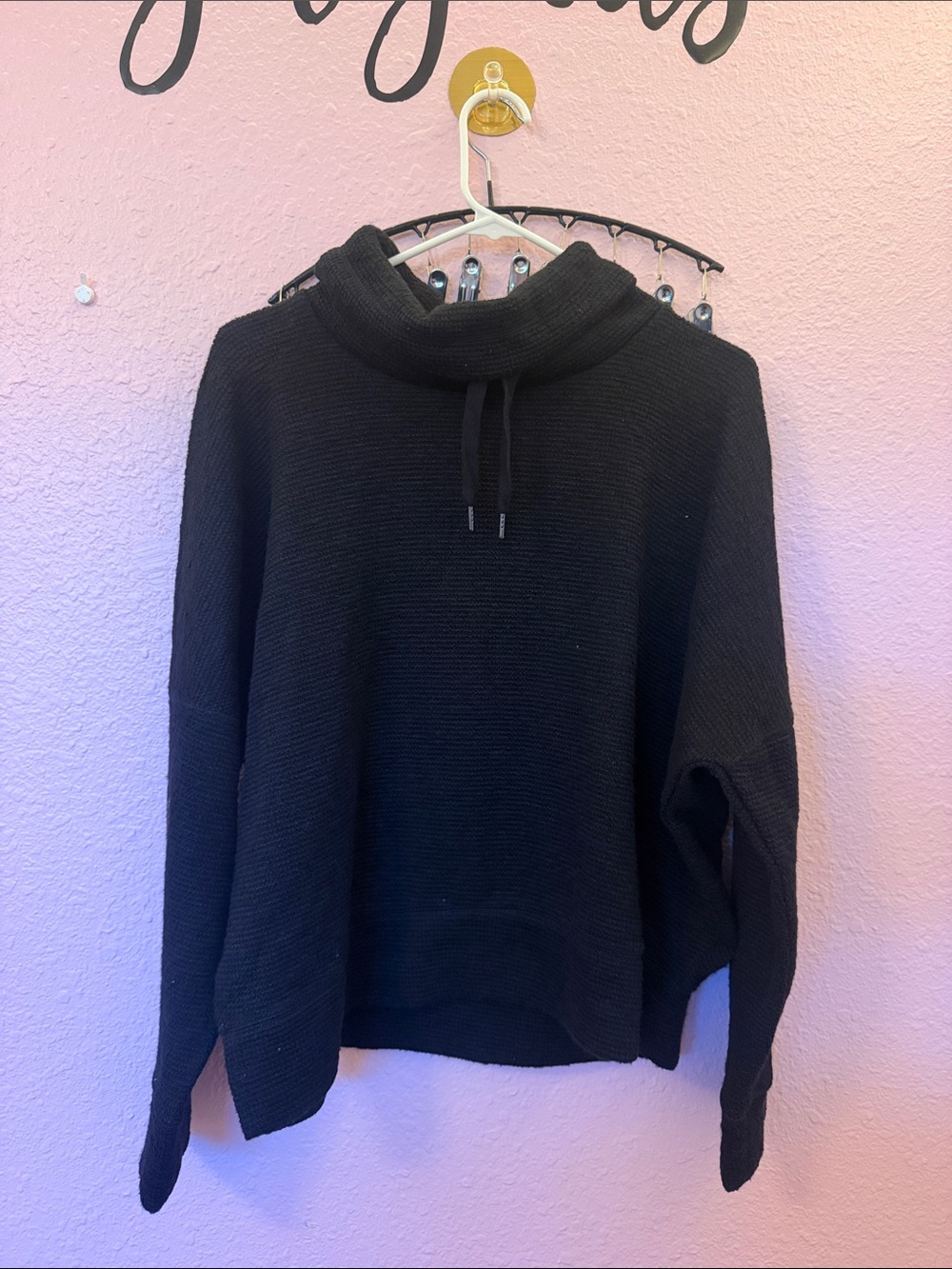 New without tag Banana Republic Black Cowl Neck Drawstring Sweater